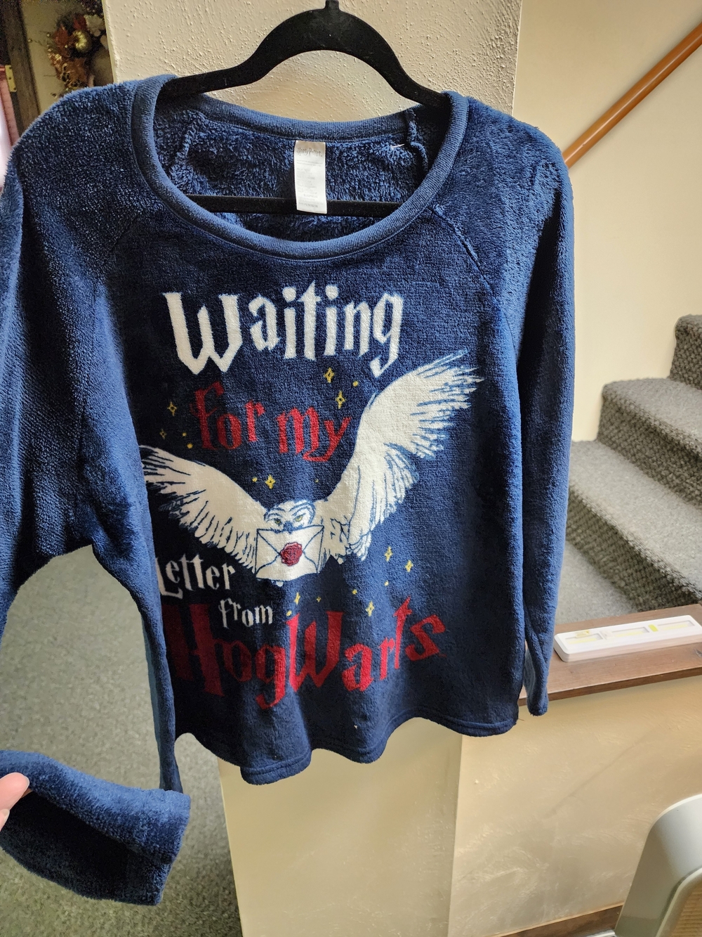 Waiting for My Letter from Hogwarts Women's 2x Navy Sweater